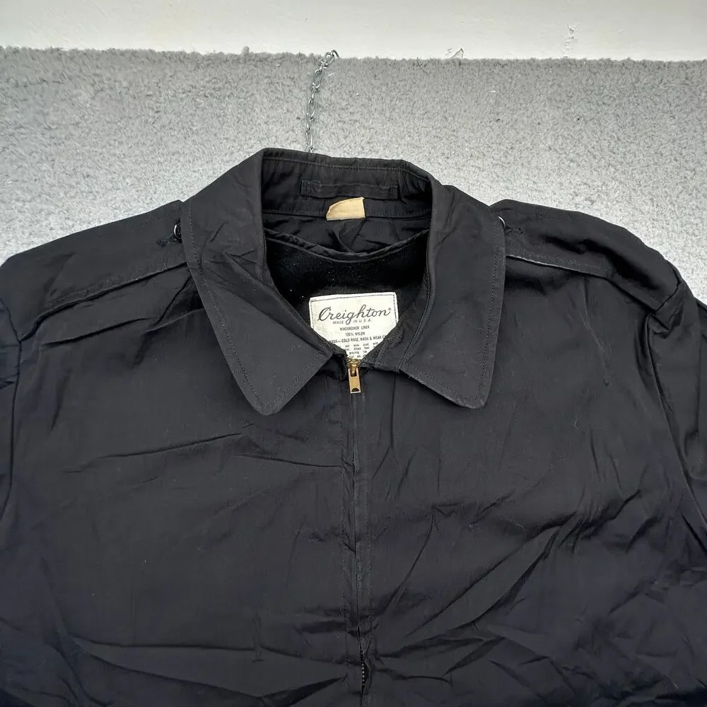 Vintage US Navy USN Creighton Uniform Jacket W/Liner XL Deck Black Bomber